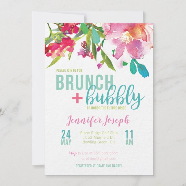 Inbjudan till Bright Blommigt Brunch och Bubly (Framsida)
