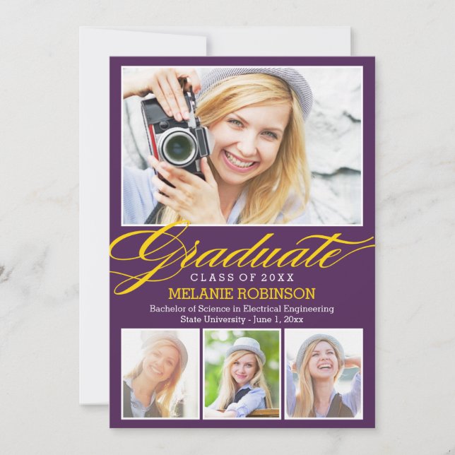 Inbjudan till Bright Början Studenten - Lila (Framsida)