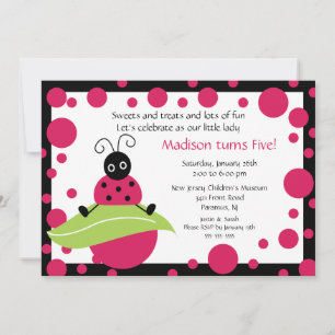 Inbjudan till Bright & fetstilt Ladybug födelsedag