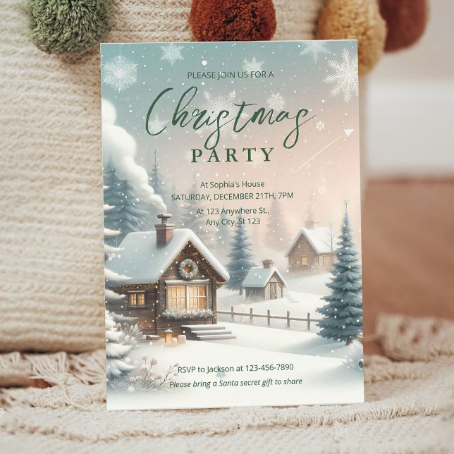 Inbjudan till Bright Jul Party med Snö Scene (Skapare uppladdad)
