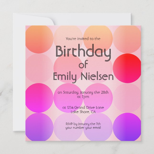 Inbjudan till Bright Modern Birthday (Framsida)