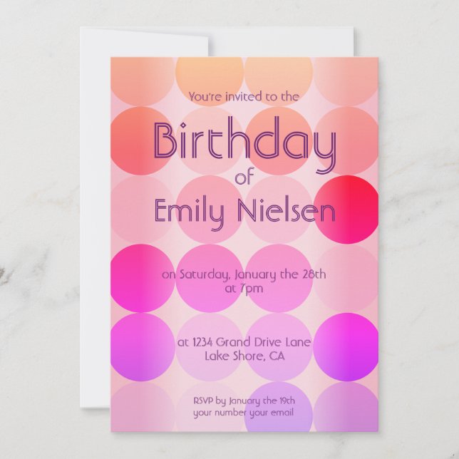 Inbjudan till Bright Pinks Modern Birthday (Framsida)