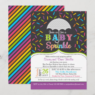 Inbjudan till Bright Rainbow Baby Sprinkle-paraply
