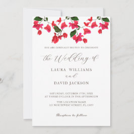 Inbjudan till Bright Red Bougainvillea Flower Wedd