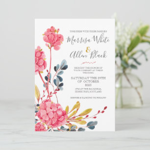 Inbjudan till Bright Rosa Blommigt Bouquet