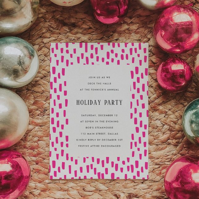 Inbjudan till Bright Rosa Dash Julfest (Bright Pink Dashing Holiday Party Invitation)