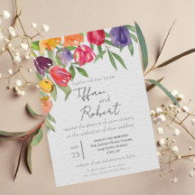 Inbjudan till Bright Tulips och Greenery Wedding