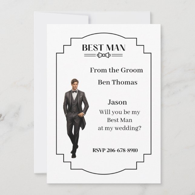 Inbjudan till Bröllop Best Man (Framsida)
