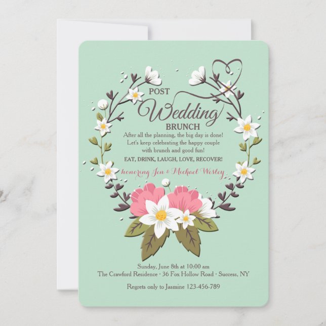 Inbjudan till Bröllop-Brunch efter andedräkten i v (Framsida)