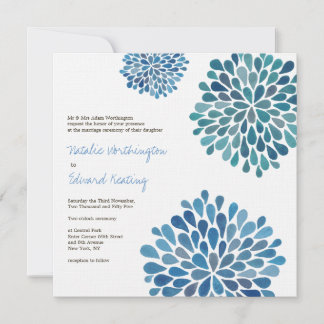 Inbjudan till Bröllop Cerulean Blue Flower Blooms
