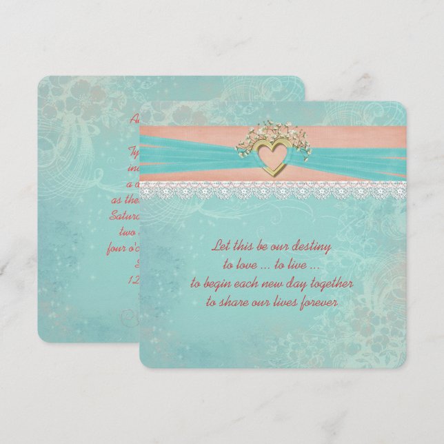 Inbjudan till Bröllop Heart-menyfliksområdet (Fram/baksida)