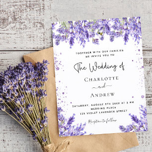 Inbjudan till Bröllop lavender violet blommigt gli