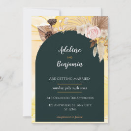 Inbjudan till Bröllop med enkel svart och vit över