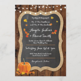 Inbjudan till bröllop Pumpkin Fall Wood Chalk-part