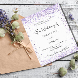 Inbjudan till bröllop violett lavender glitter