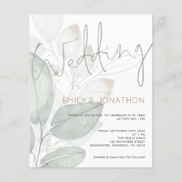 Inbjudan till Bröllopet för budgetvattenfärgsblomm