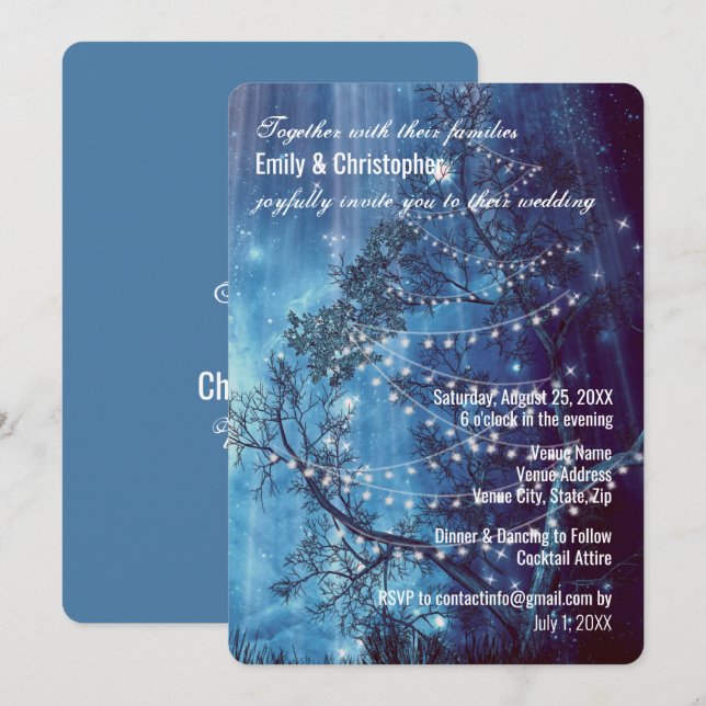 Inbjudan till Bröllopsbröllop på natten (Fram/baksida)