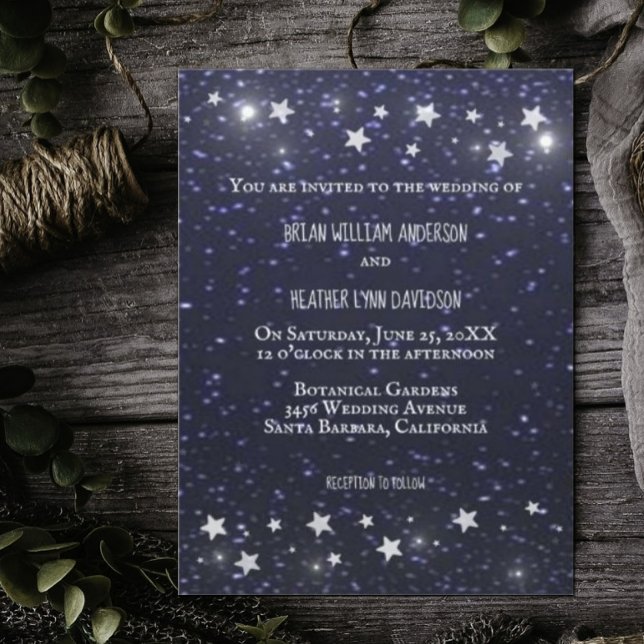 Inbjudan till Bröllopsbröllop på natten (Starry Night Wedding Invitation)
