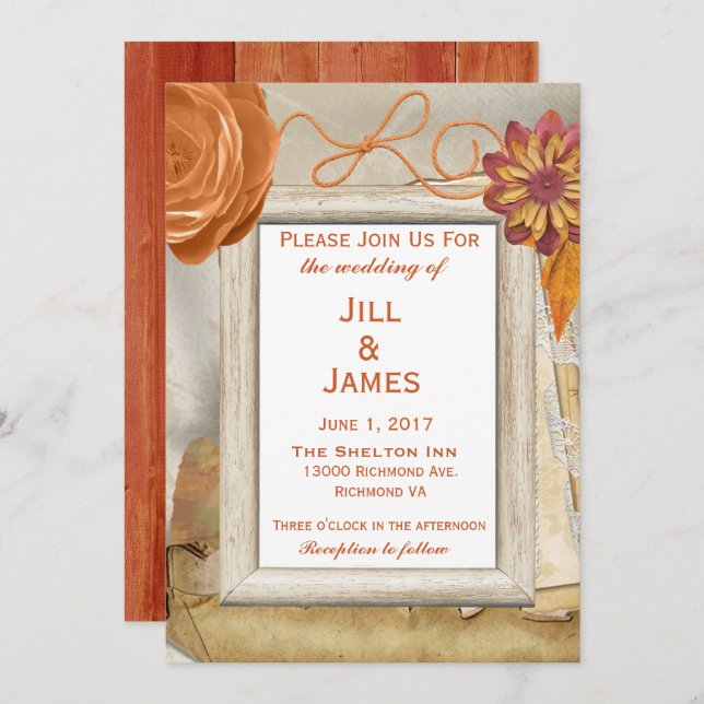 Inbjudan till bröllopsbröllop under Blommigt (Fram/baksida)