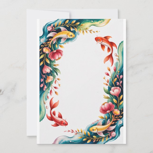 Inbjudan till Bröllopsfest av fisk i Koi-fiskinbju (Framsida)