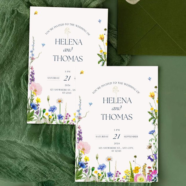 Inbjudan till Bröllopsfest av Wildblomma (koragarro flower wedding invitation, wild flowers invites, personalized wedding invitation bundles)