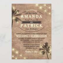 Inbjudan till bröllopsinbjudan till Handflatan Trä