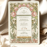 Inbjudan till bröllopsinbjudan till Peony Nouveau<br><div class="desc">Fira din speciella dag med den här fantastiska inbjudan till Peony Nouveau Wedding inspirerad av Art nouveau-rörelsen. Vattenfärgsgrafiken har en båge av pulserande peonblommor i den namnteckning stil av Alphonse Mucha, konstnären i berömd Art nouveau. Människor representerar välstånd, bra förmögenhet och lycklig giftermål skapar dem perfekten för era bröllopsbuketter. Art...</div>