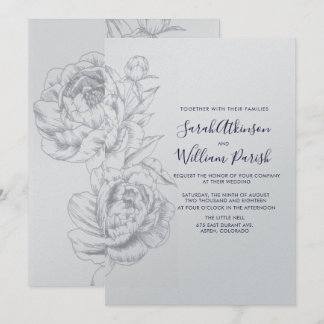 Inbjudan till bröllopsinbjudan till Peony Simple W