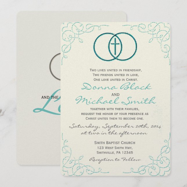 Inbjudan till bröllopsinbjudningar i Religiösa i K (Fram/baksida)