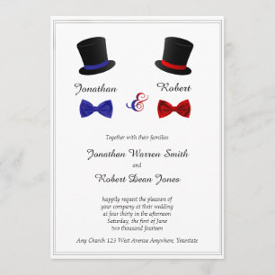 Inbjudan till bröllopsmöte i top hat och Bow Ties 