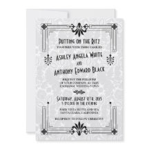 Inbjudan till bröllopsmöte på 20-talet Art Deco-br