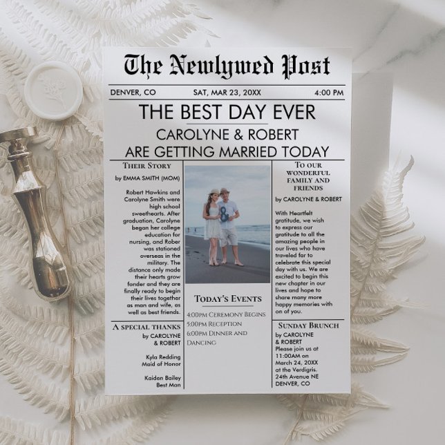 Inbjudan till Bröllopsprogram i tidningar (Skapare uppladdad)