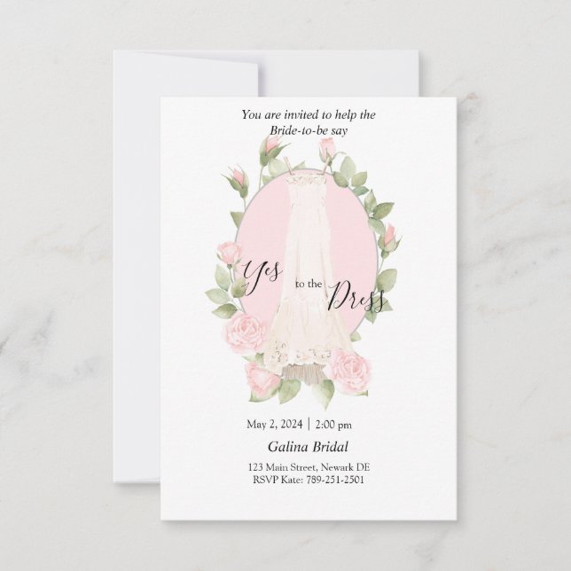 Inbjudan till brudklännings shopping med ömma roso (Framsida)