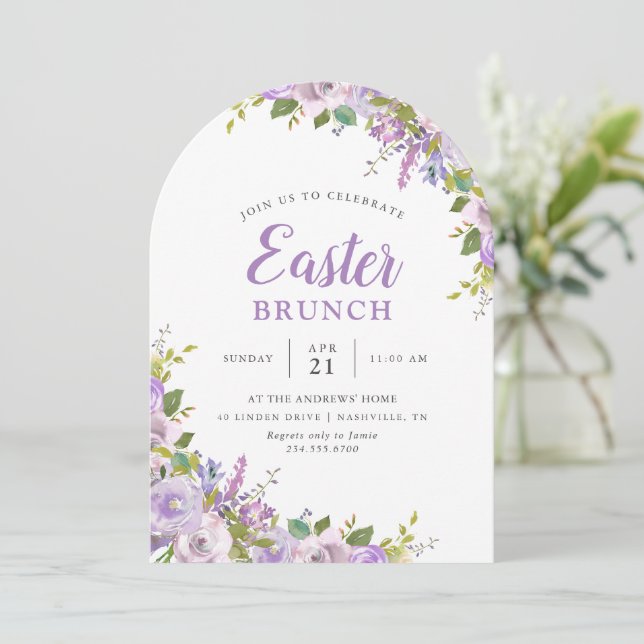Inbjudan till Brunch-partiet Lilac Blommigt Påsk (Stående Fram)