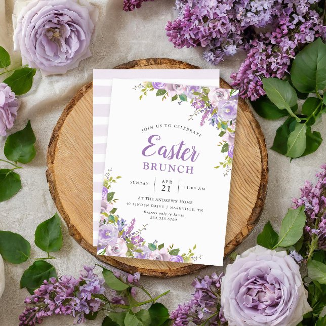Inbjudan till Brunch-partiet Lilac Blommigt Påsk (Skapare uppladdad)