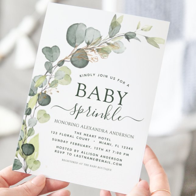 Inbjudan till Budget Baby Sprinkle Shower Eucalypt (Skapare uppladdad)