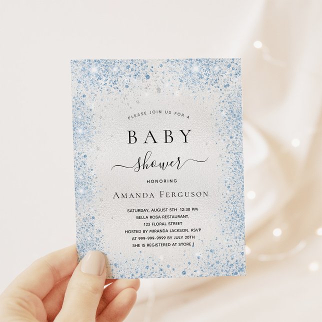 Inbjudan till budget för bebisduschen silver flygblad (Skapare uppladdad)