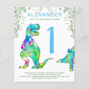 Inbjudan till budget för Dinosaur 1:a födelsedag P Flygblad