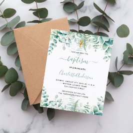 Inbjudan till budgetbaptism - eukalyptus greeneri