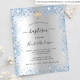 Inbjudan till budgetbaptism från silver blå pojke 