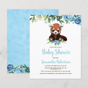 Inbjudan till budgetblått Blommigt Bear Boy Baby S