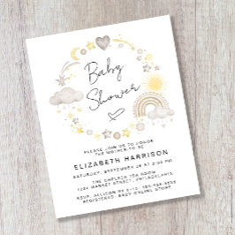 Inbjudan till budgetBoho Watercolor Baby Shower