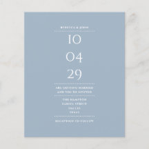Inbjudan till budgetdatum för Dusty Blue Bröllop