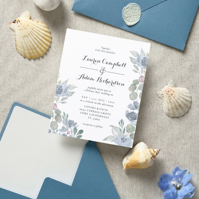 Inbjudan till budgeteukalyptus Dusty Blue Wedding (Skapare uppladdad)