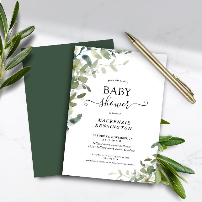 Inbjudan till budgeteukalyptus Succulent Baby Show (Budget Eucalyptus Succulent Baby Shower Invitation)
