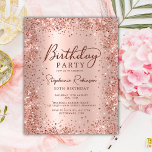 Inbjudan till budgetinbjudan Ro Guld Glitter 30års<br><div class="desc">Budgetera Modern inbjudningar till partiet ro guld,  metall och glitter 30års födelsedag. Den här vuxens gigabordsdesign har handskrivet kalligrafskript för snyggt,   rosa eller ro-faux borstad metallbakgrund med löst glam glitter ram runt. Enkel att anpassa,  perfekt i alla åldrar.</div>