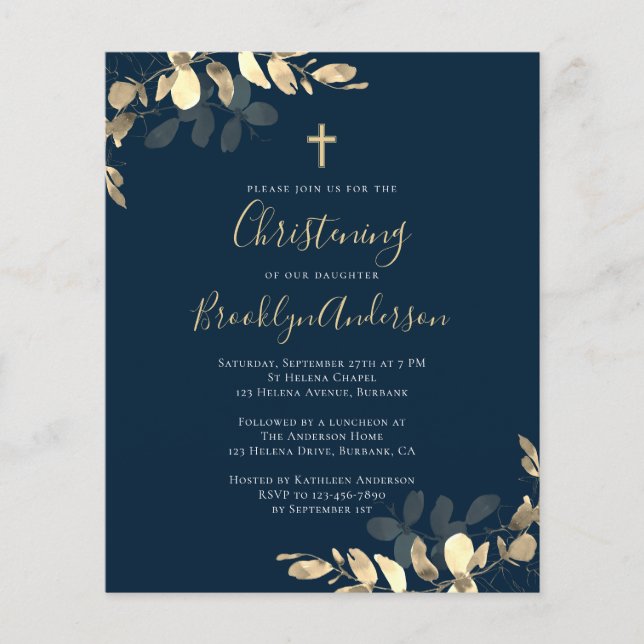 Inbjudan till budgetmarinen Guld Eucalyptus Christ (Framsida)