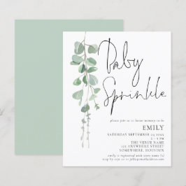 Inbjudan till budgetskript Eucalyptus Baby Sprinkl