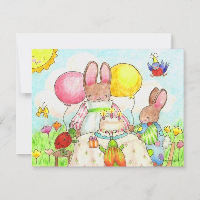 inbjudan till bunny och kryp födelsedag (Framsida)