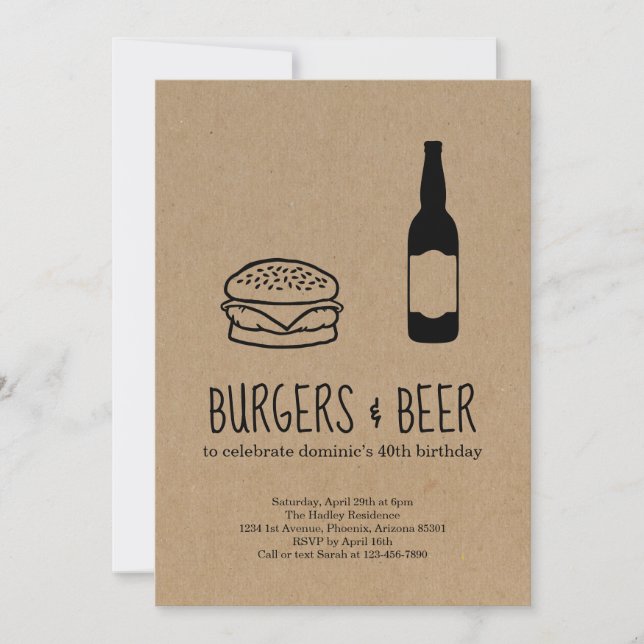 Inbjudan till Burgers & Beer-Bachelor/Birthday Par (Framsida)